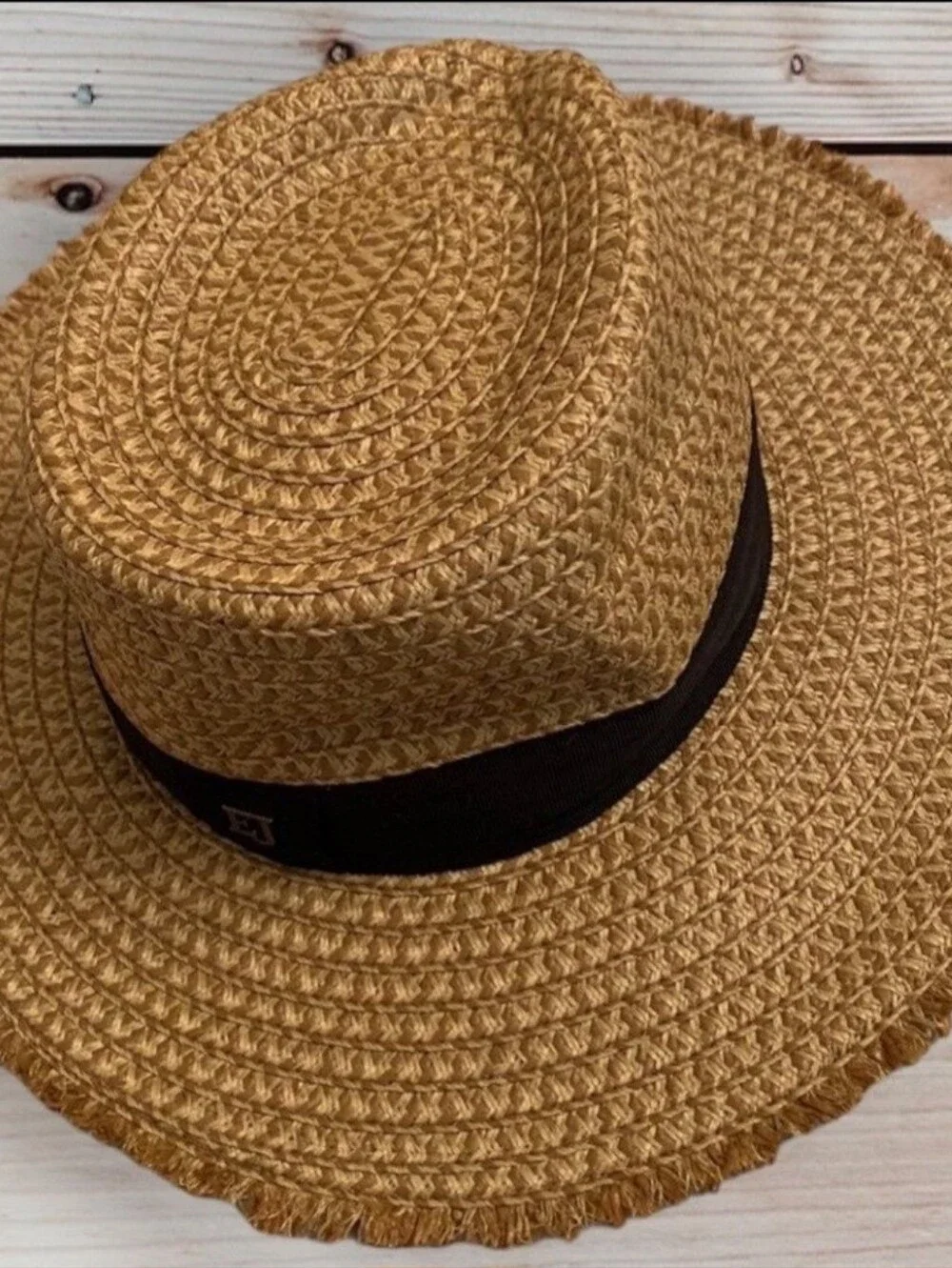 Eric Javits UPF 50+ Fedora Sun Hat Black Band Tan Packable Squishee Lightweight - Picture 4 of 13